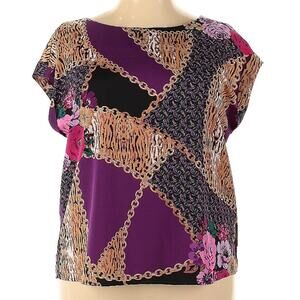 Jaclyn Smith Plus Size XXL Artsy Colorful Graphic Patchwork Casual Blouse Top